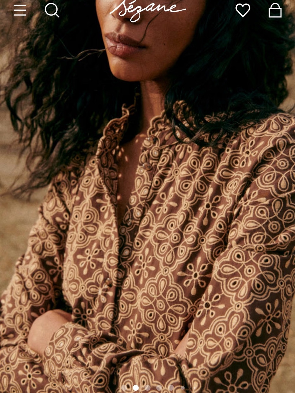 Sezane Hidaya Brown Patterned Mini Dress - Picture 2 of 5
